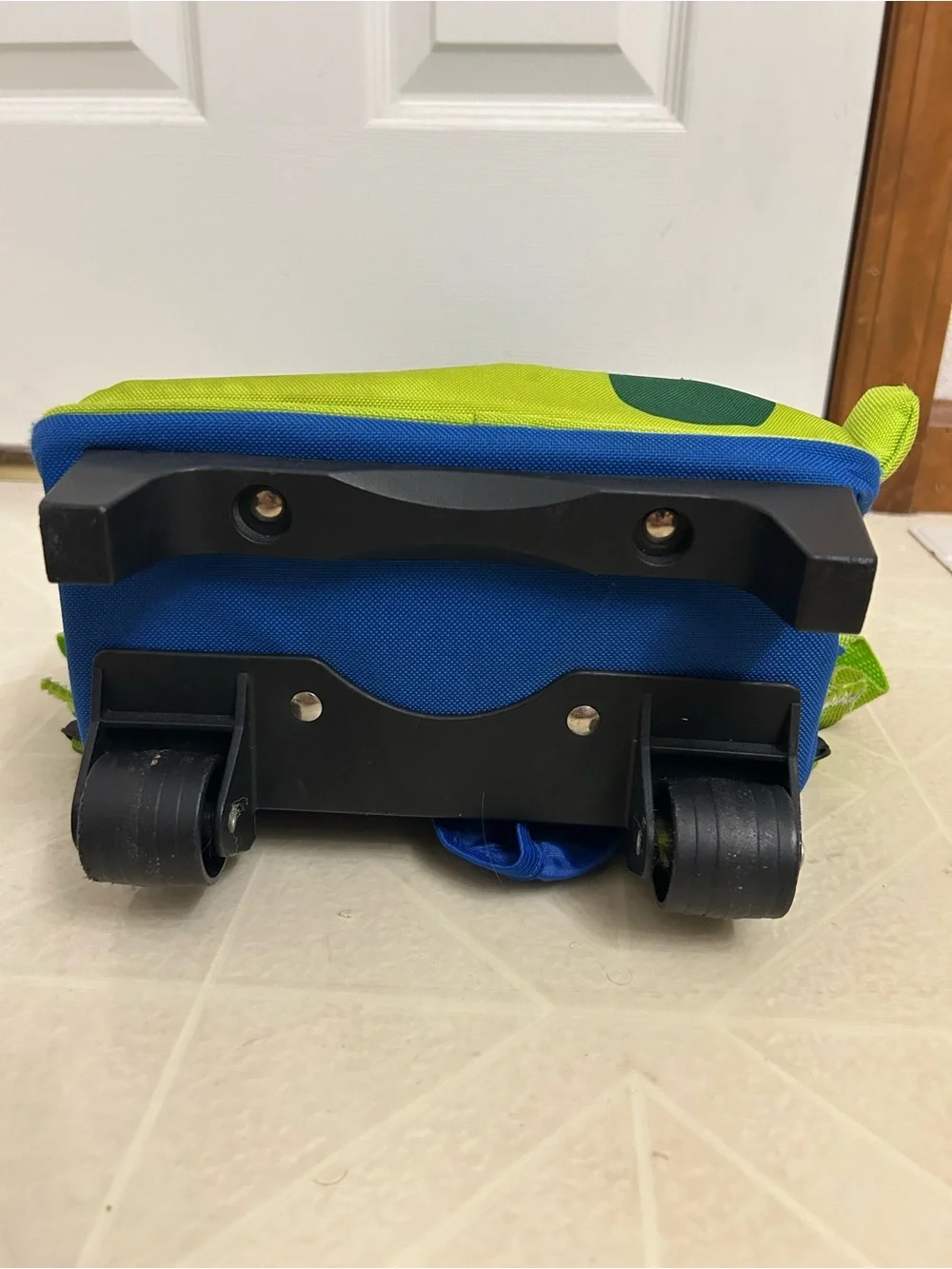 Kids Rolling Backpack - Blue & Green Dino Design mini suitcase small little kids